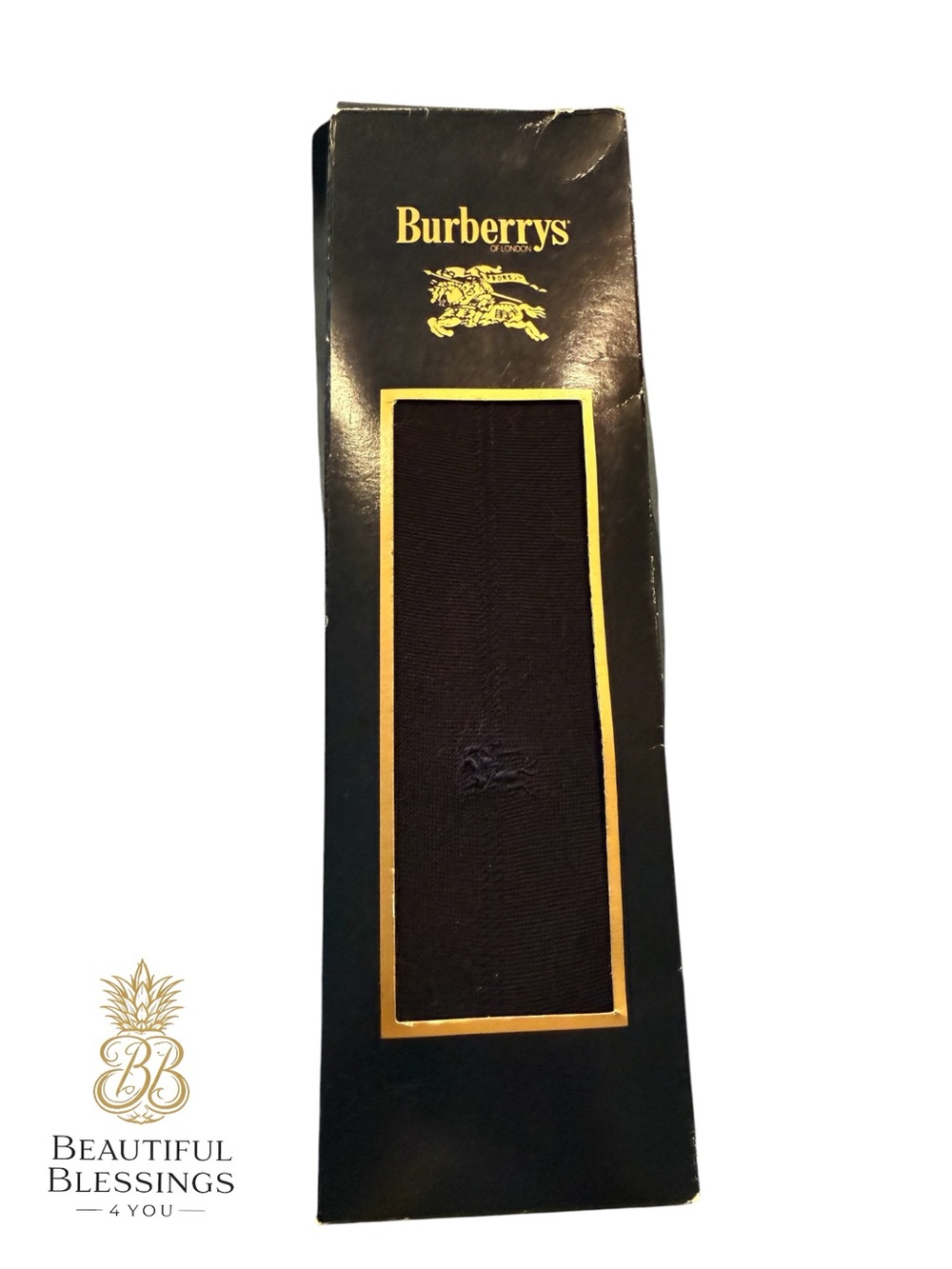 Vintage Burberrys of London Men's Black Dress Socks Size 25 NWT with Box
